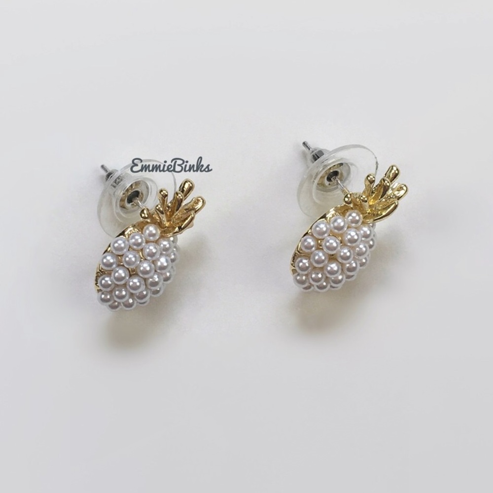 New Free People Pineapple Fruit Stud Earrings ~ Minimalist Vibes - Picture 7 of 13